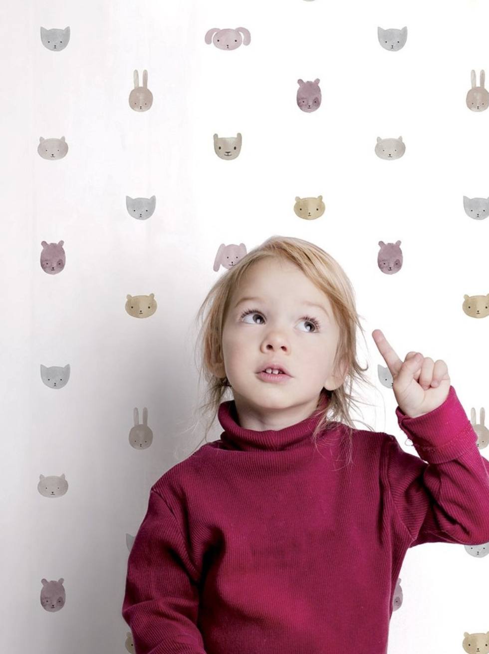 Papel Pintado Infantil Caras de Animales