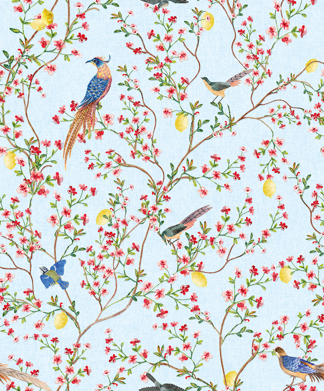 Papel Pintado Flores y Aves