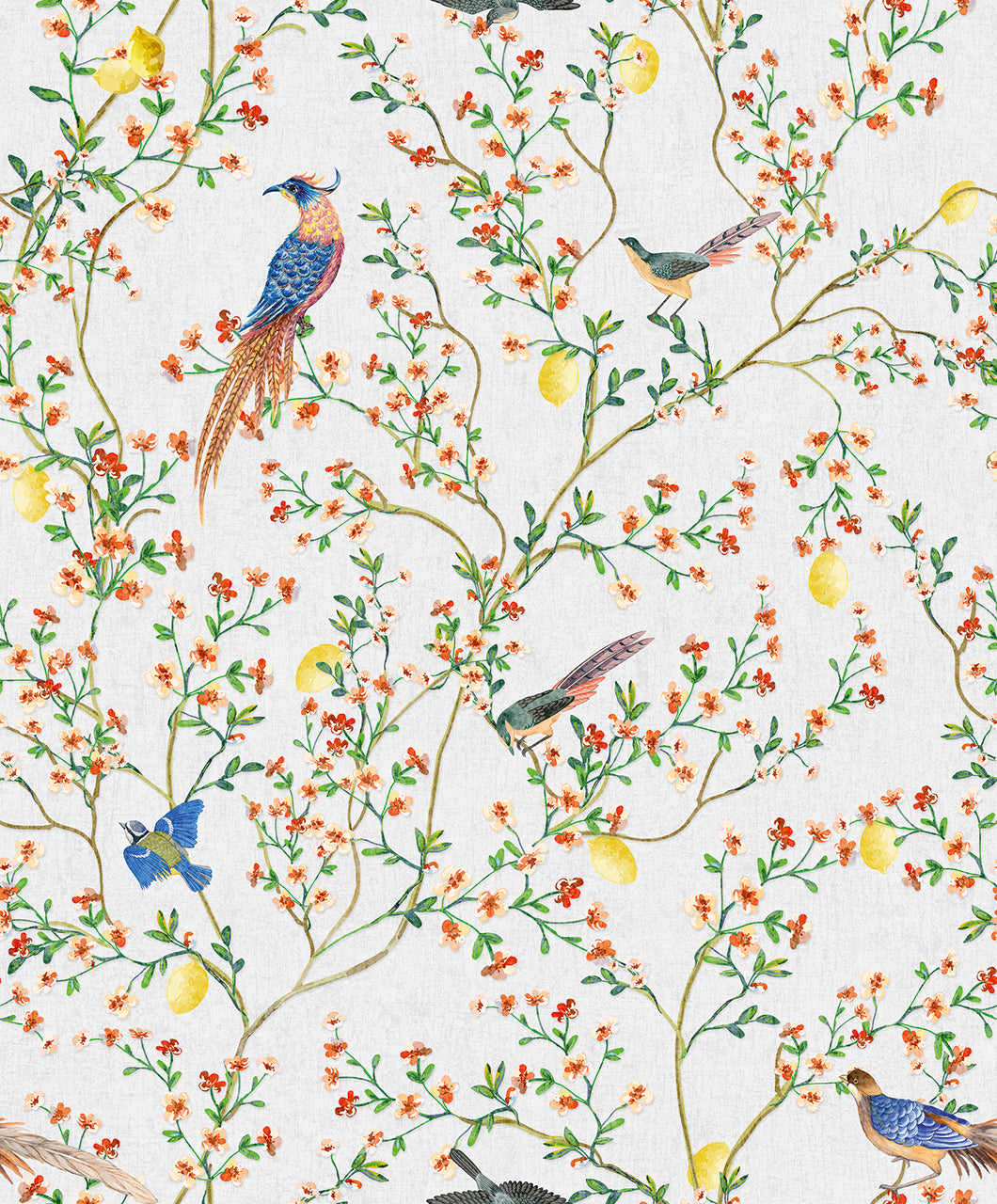 Papel Pintado Flores y Aves