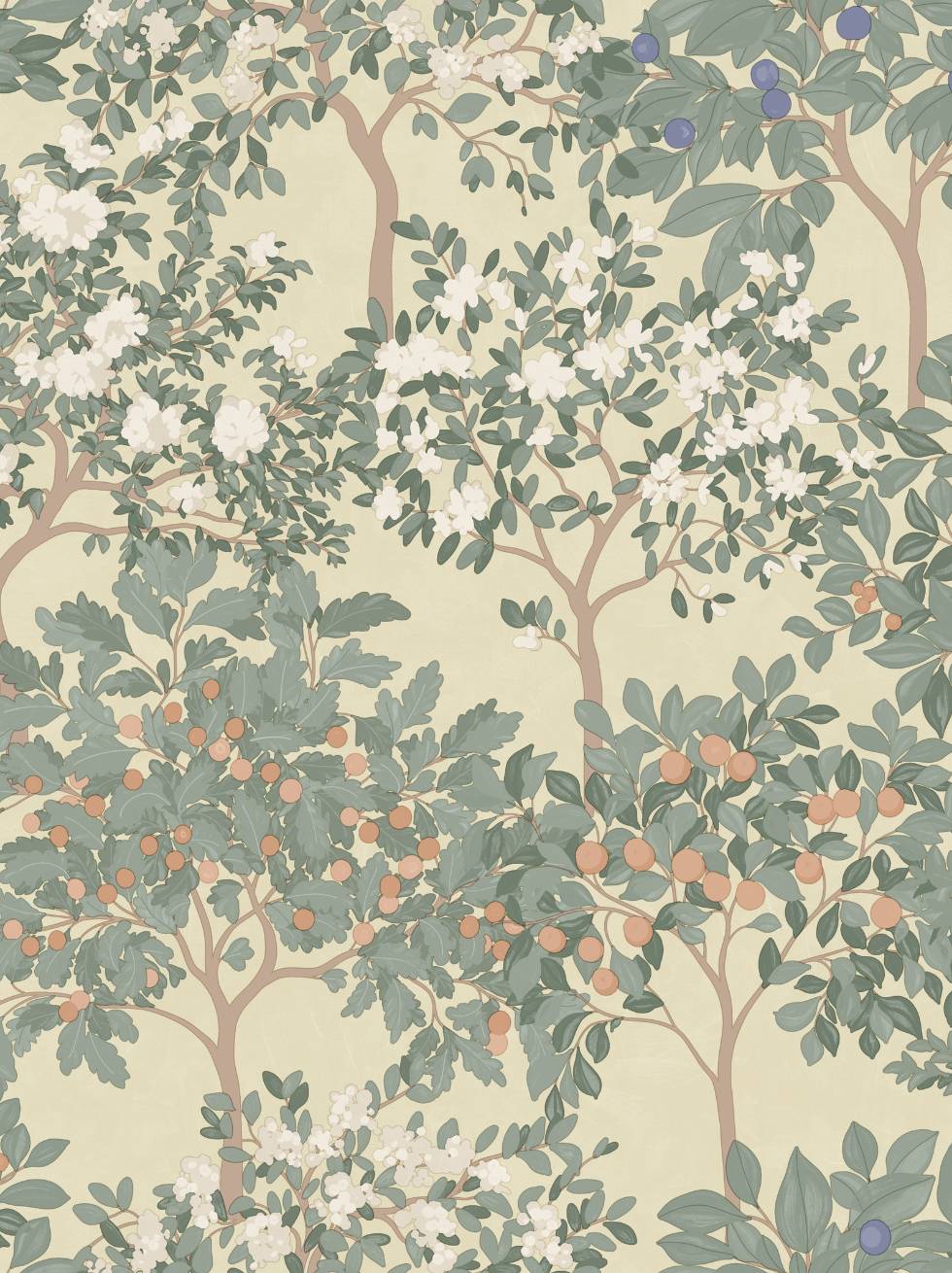 Papel Pintado Árboles Frutales Mediterráneos