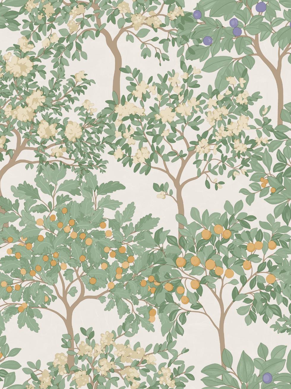 Papel Pintado Árboles Frutales Mediterráneos