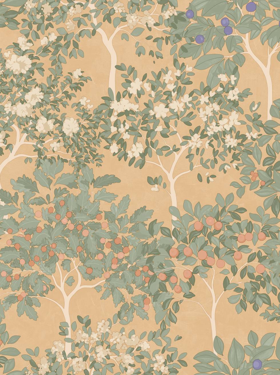 Papel Pintado Árboles Frutales Mediterráneos