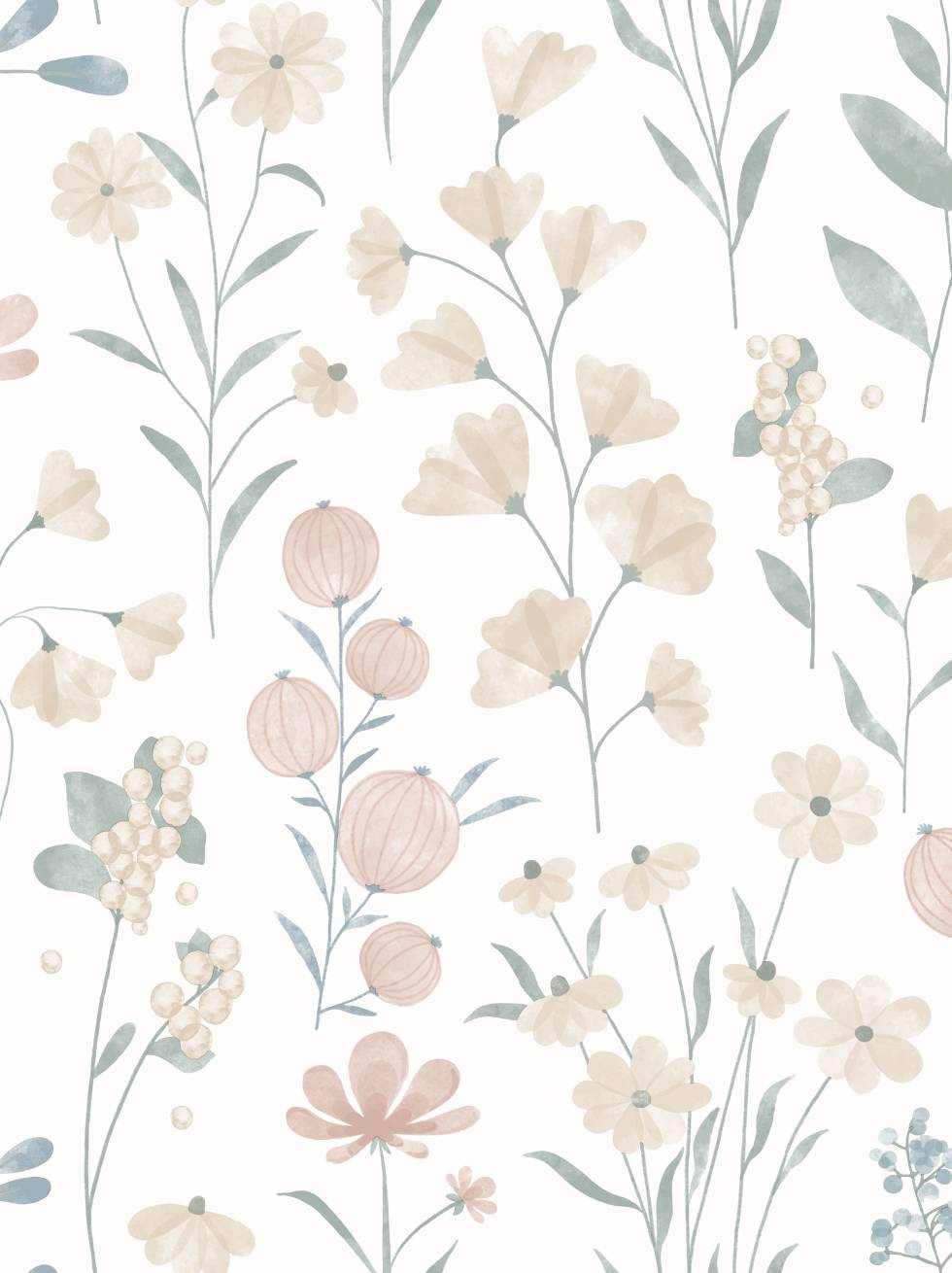 Papel Pintado Flores de Acuarela