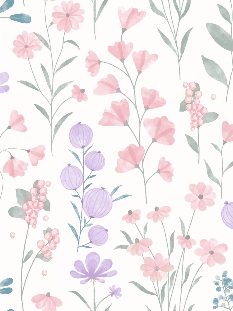 Papel Pintado Flores de Acuarela