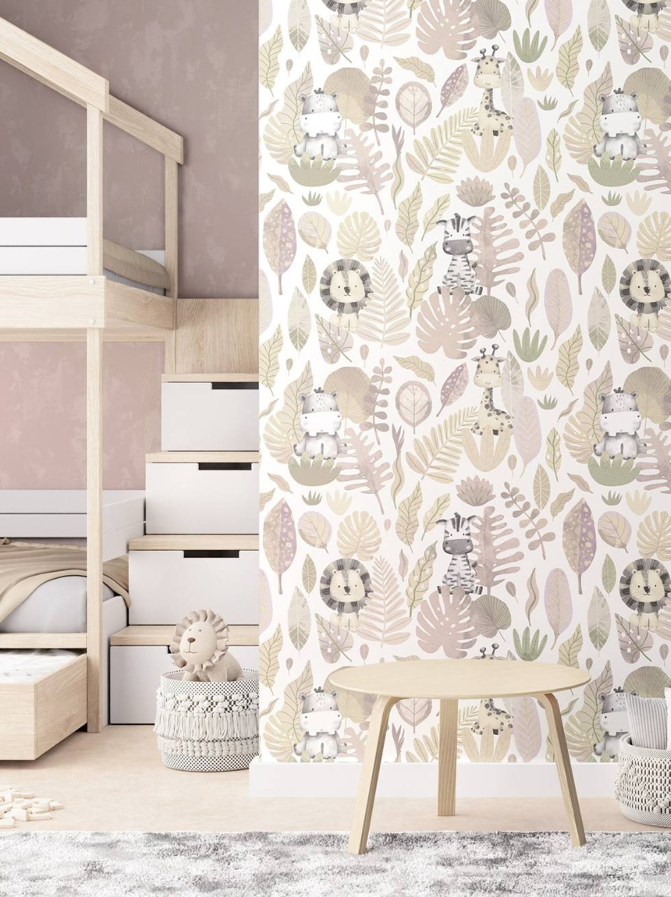 Papel Pintado Infantil Animales Selva