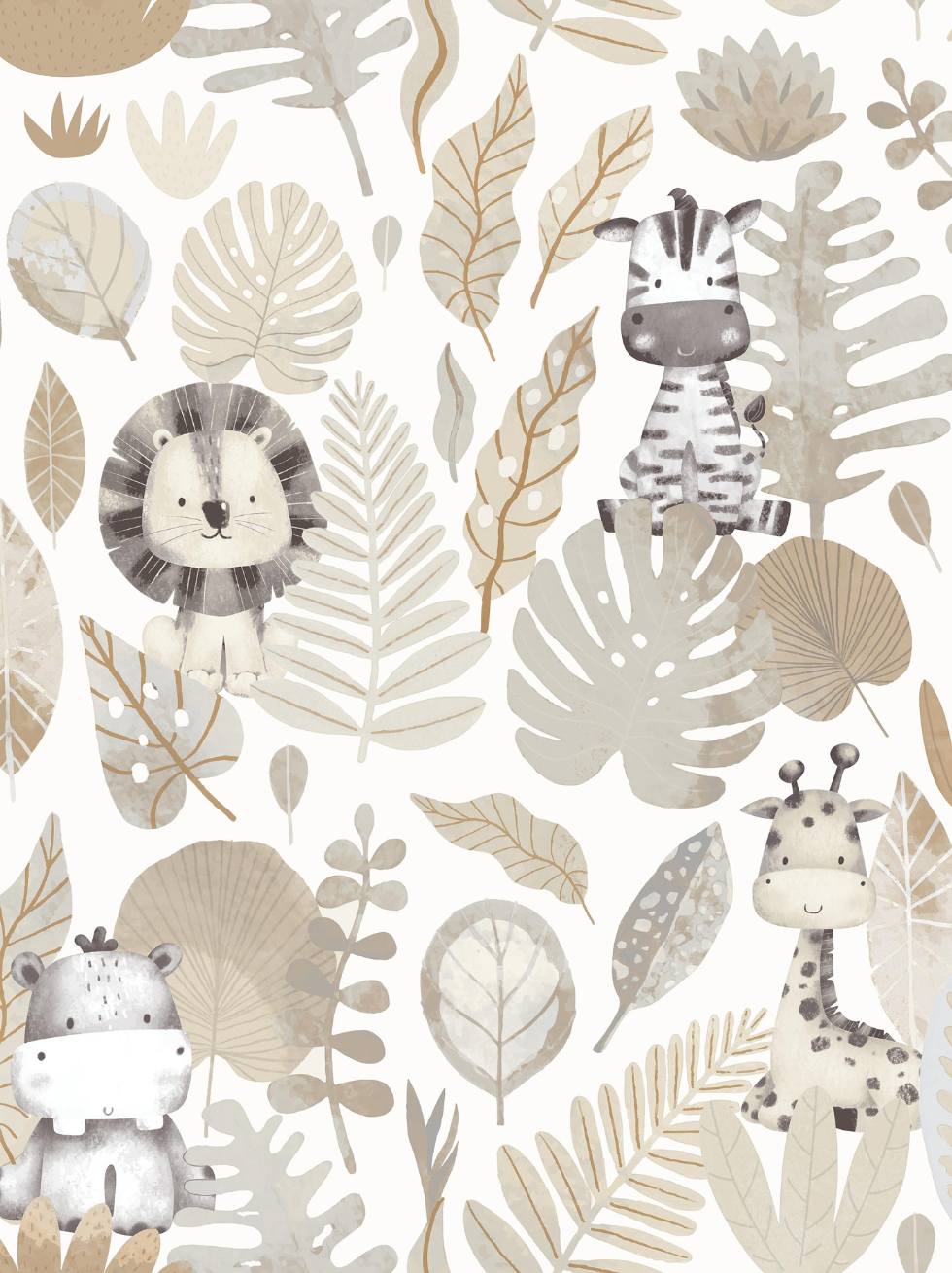 Papel Pintado Infantil Animales Selva
