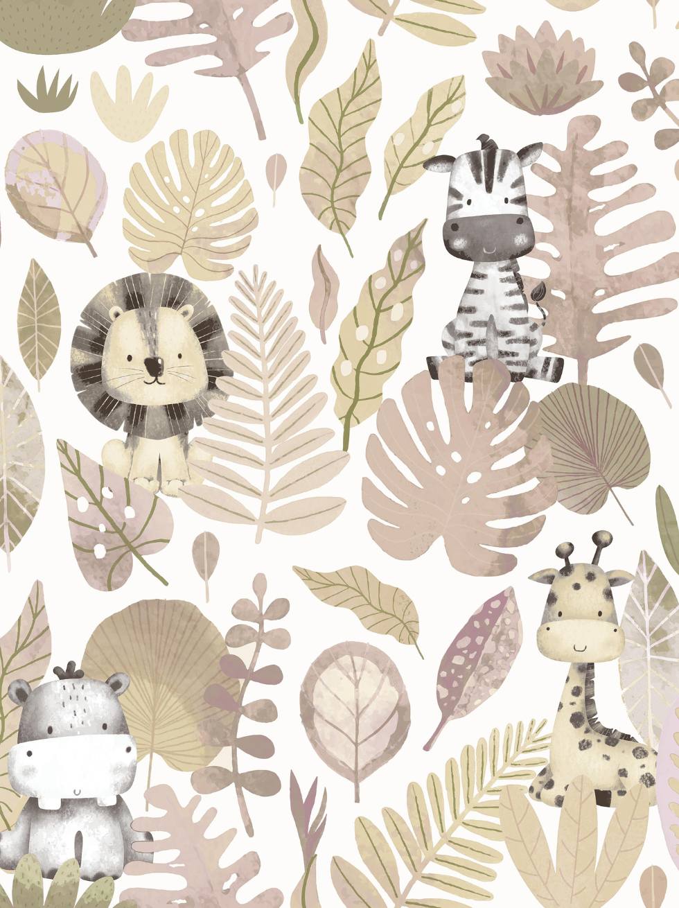 Papel Pintado Infantil Animales Selva