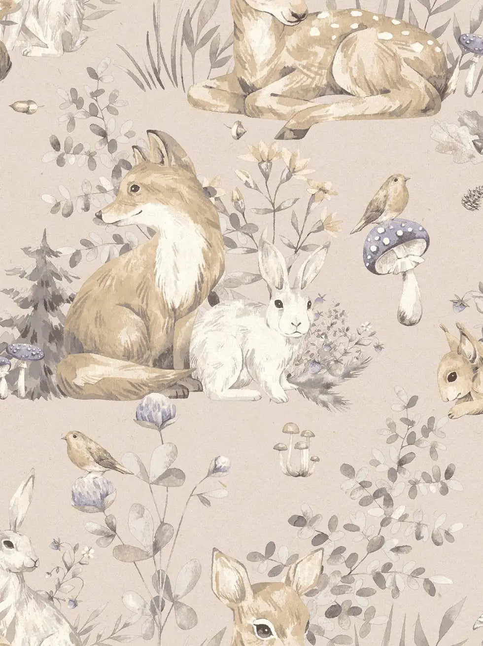 Papel Pintado Infantil Animales del Bosque