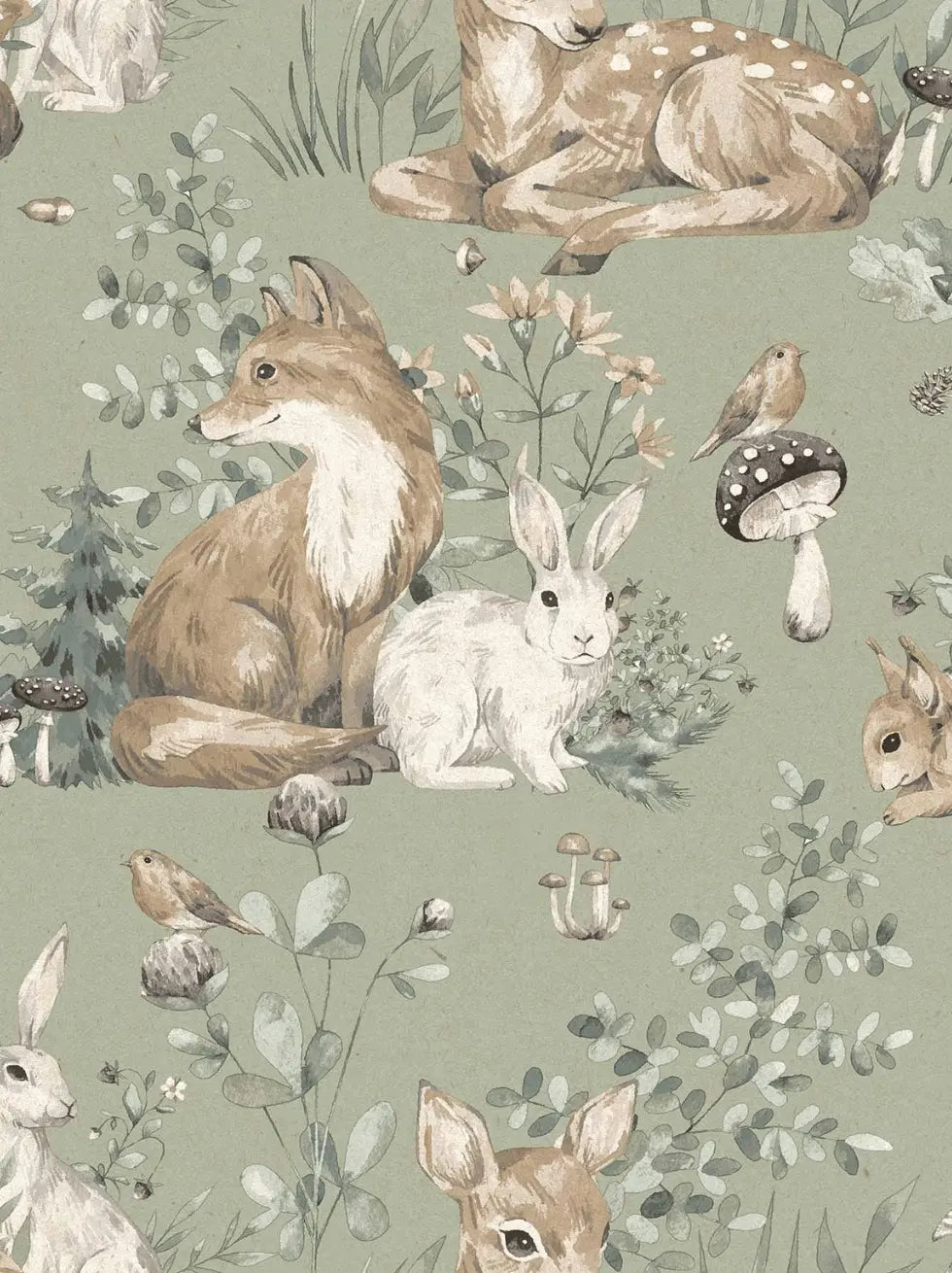 Papel Pintado Infantil Animales del Bosque