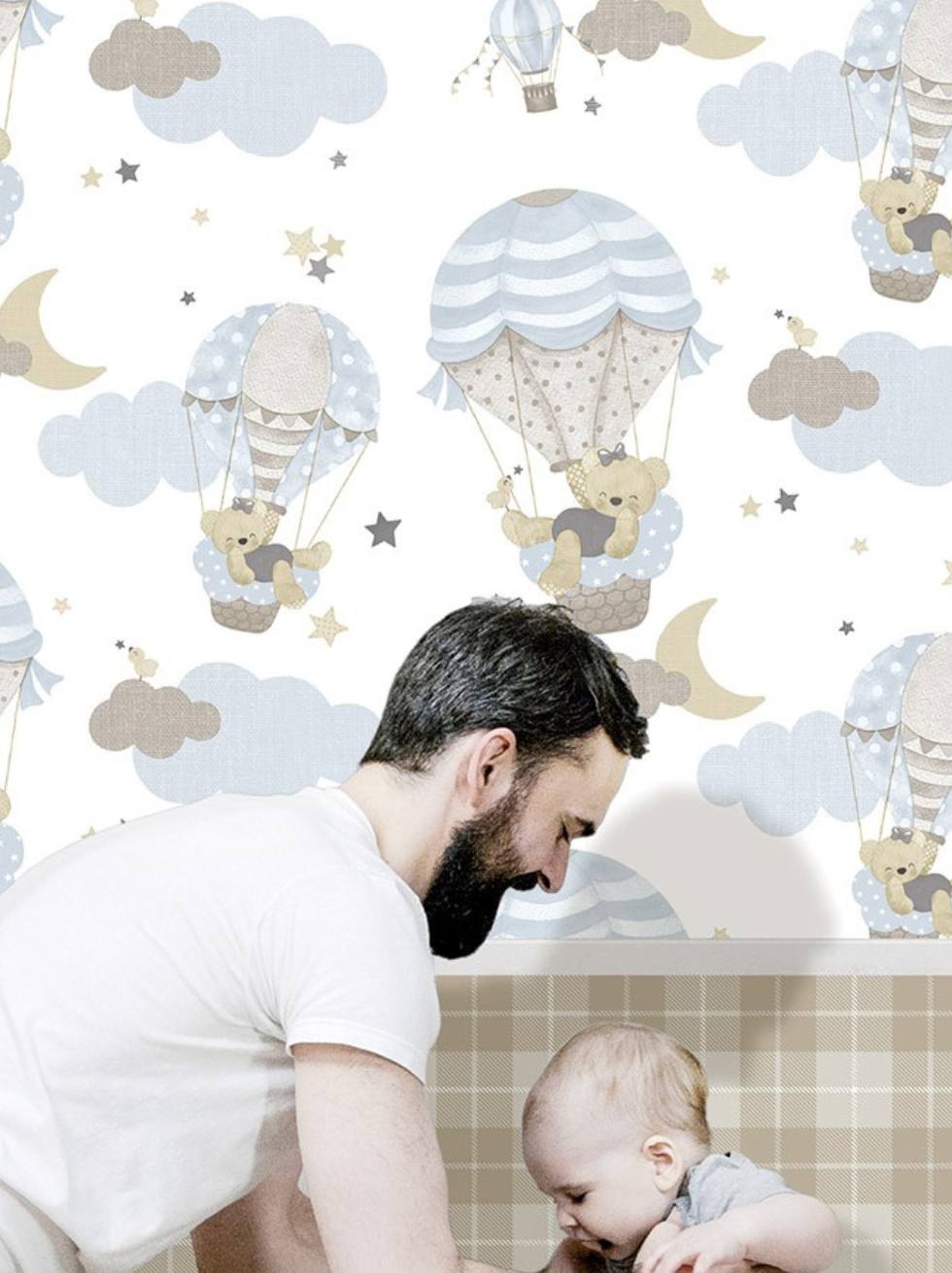 Papel Pintado Infantil Globos y Ositos