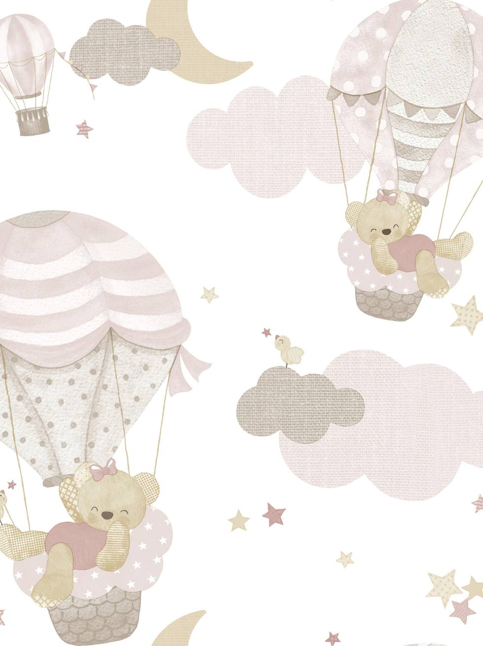 Papel Pintado Infantil Globos y Ositos