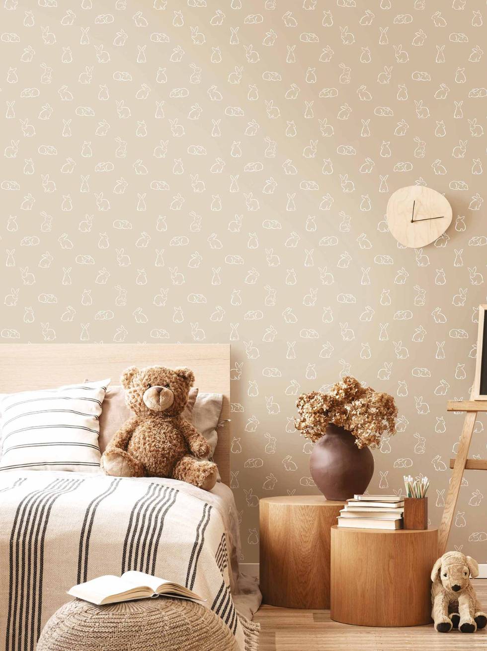 Papel Pintado Infantil Silueta de Conejitos