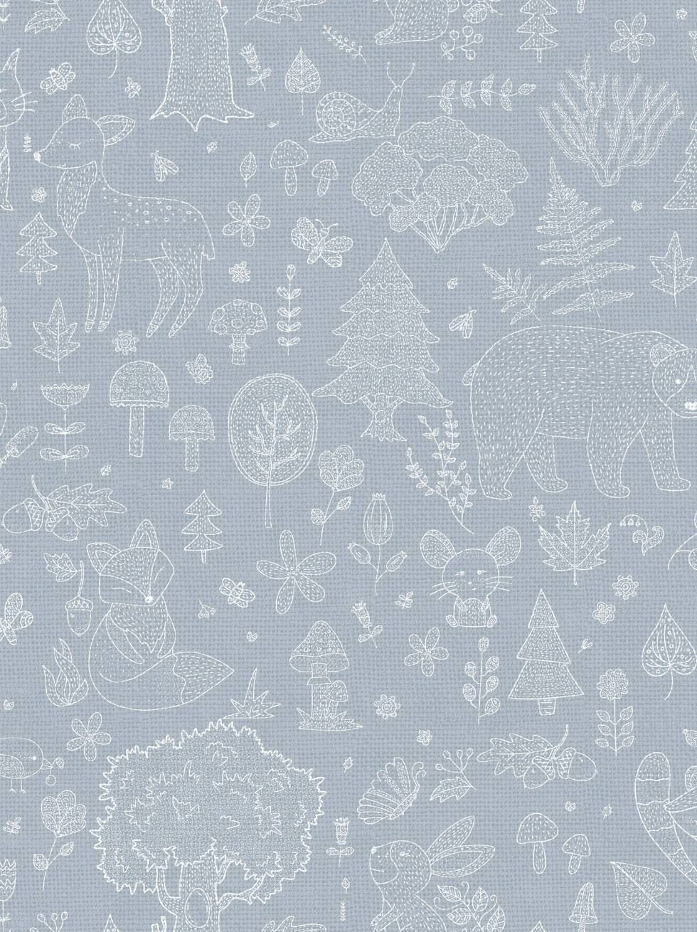 Papel Pintado Infantil con Animales del Bosque