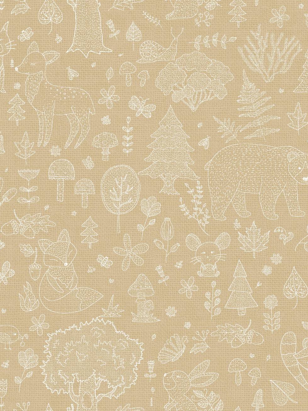 Papel Pintado Infantil con Animales del Bosque