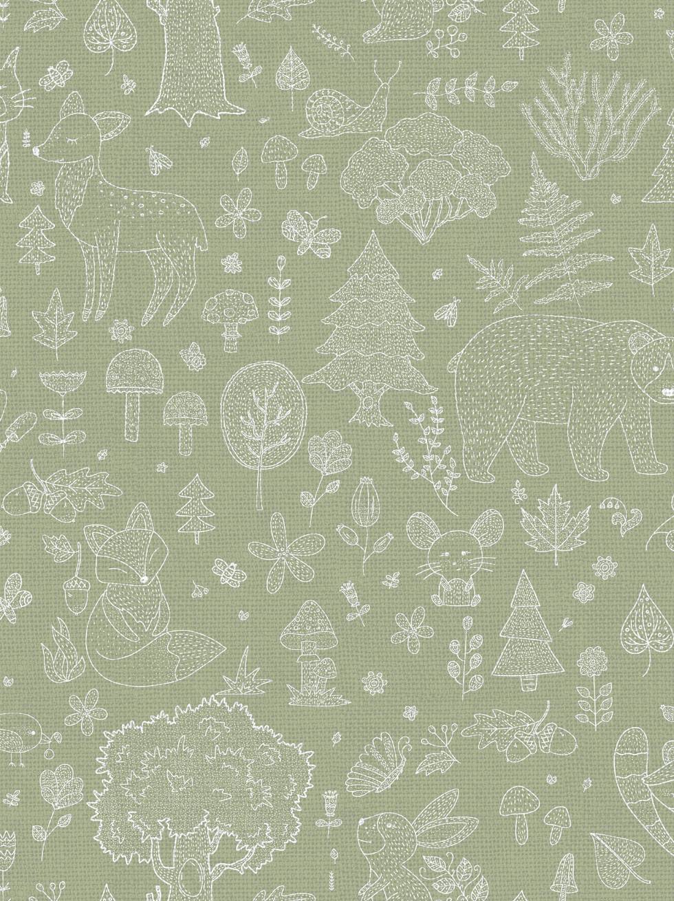 Papel Pintado Infantil con Animales del Bosque