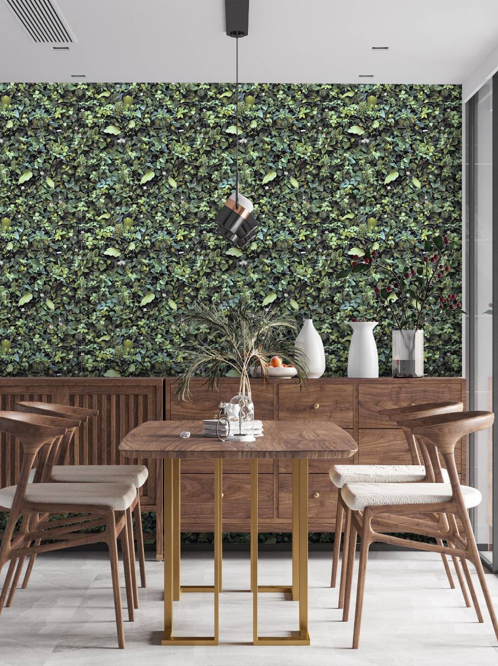 Papel Pintado Jardín Vertical de Hojas