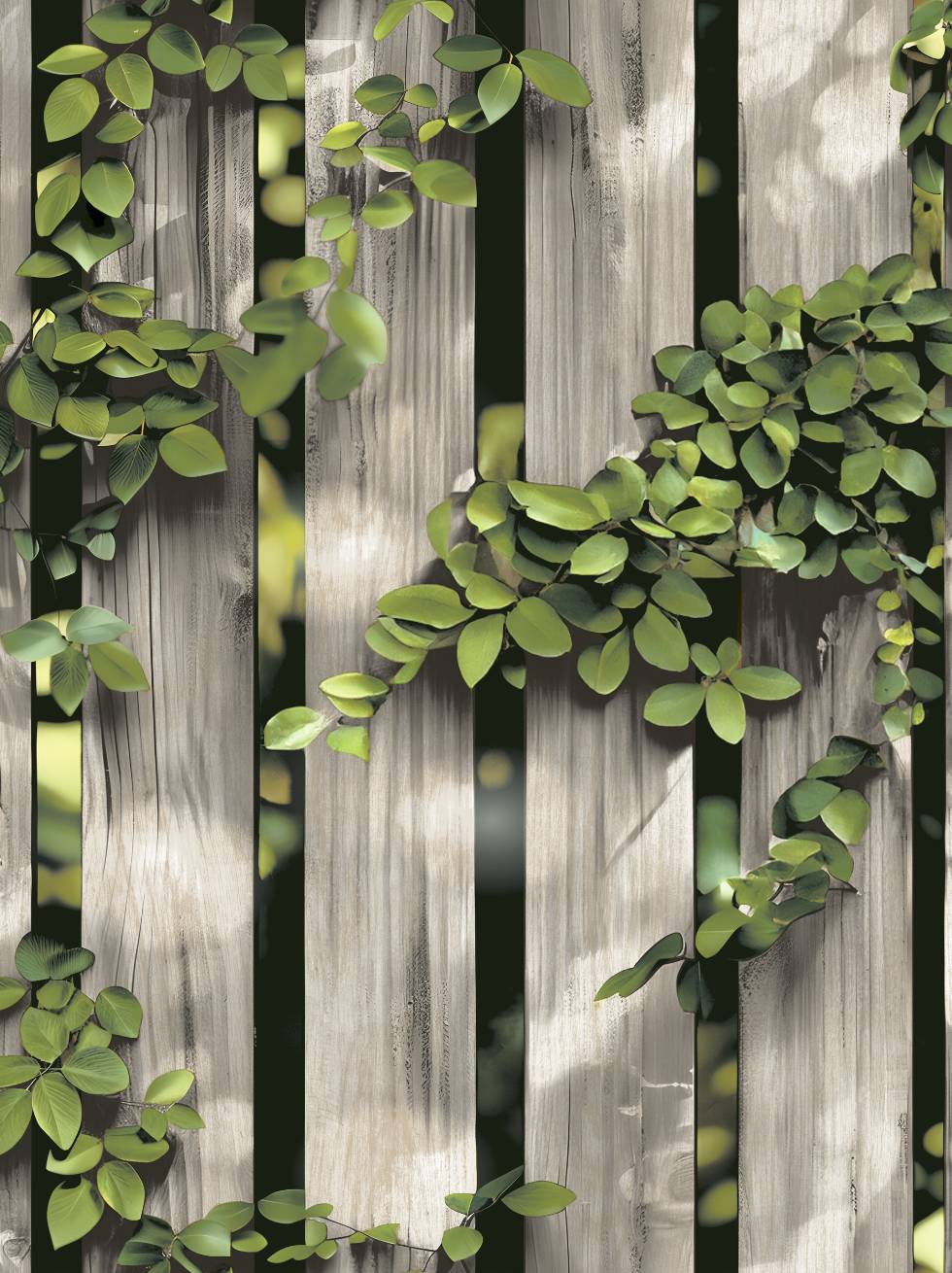 Papel Pintado Madera con Enredadera Verde