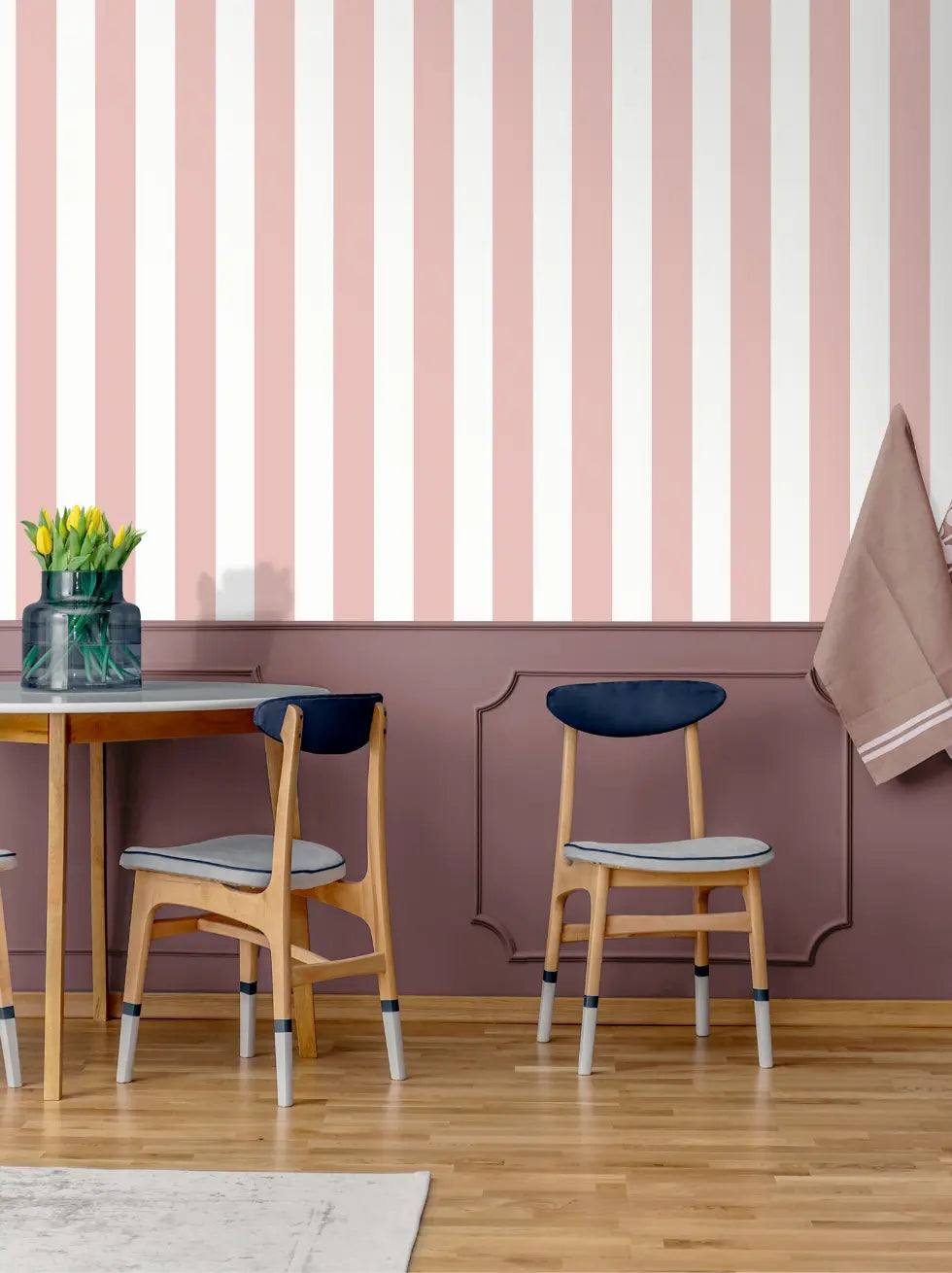 Papel Pintado de Rayas Cannoli Cream