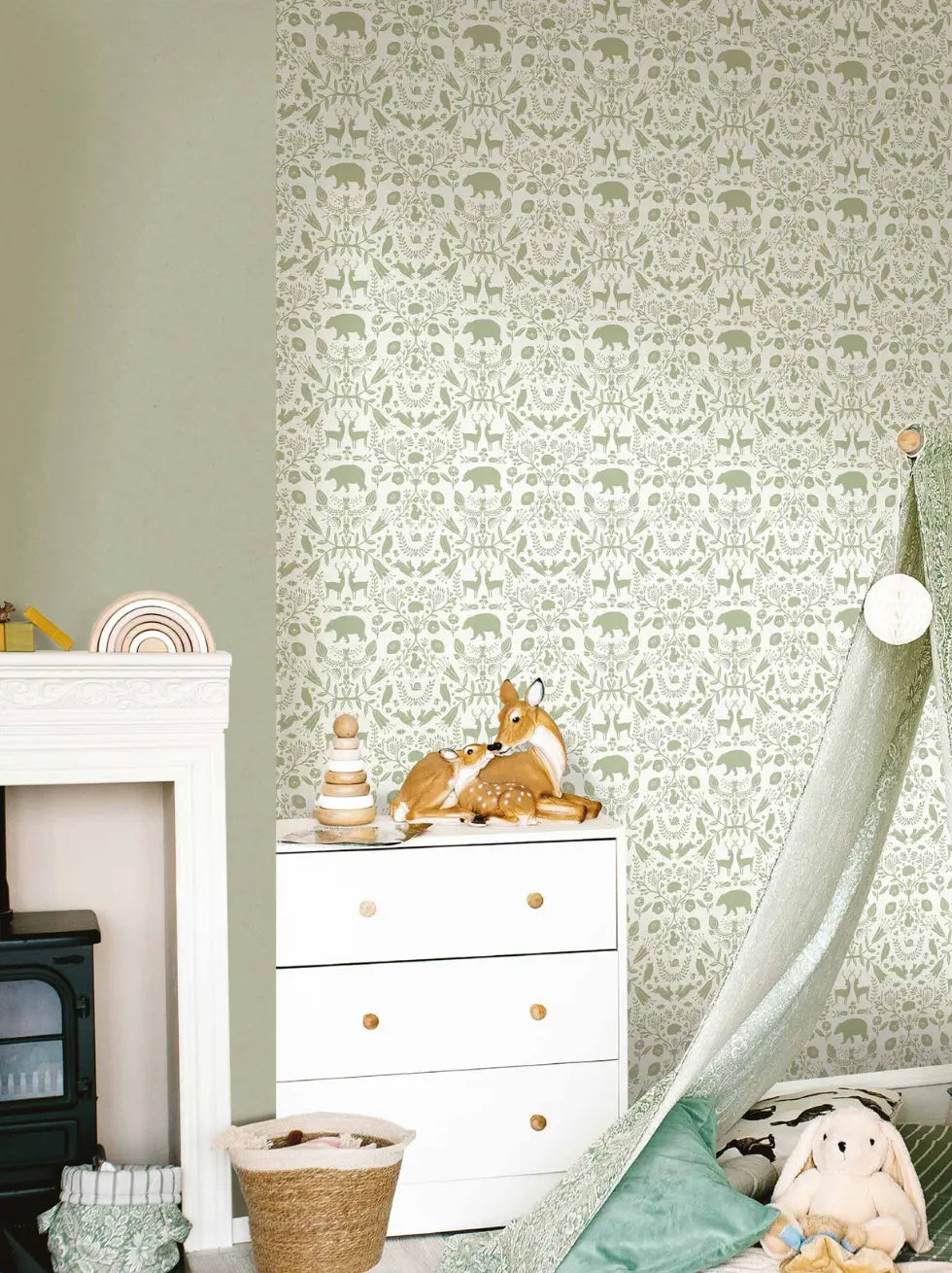 Papel Pintado Infantil Con Animales del Bosque